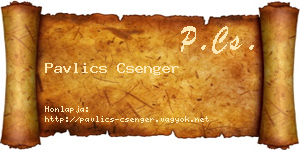 Pavlics Csenger névjegykártya